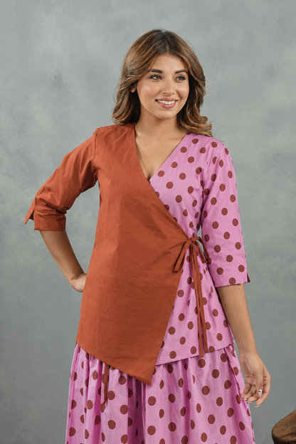 Rosewood Polka Cotton Skirt Set