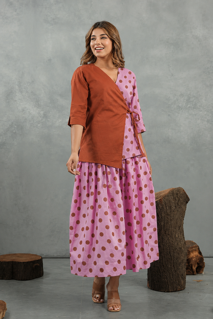 Rosewood Polka Cotton Skirt Set