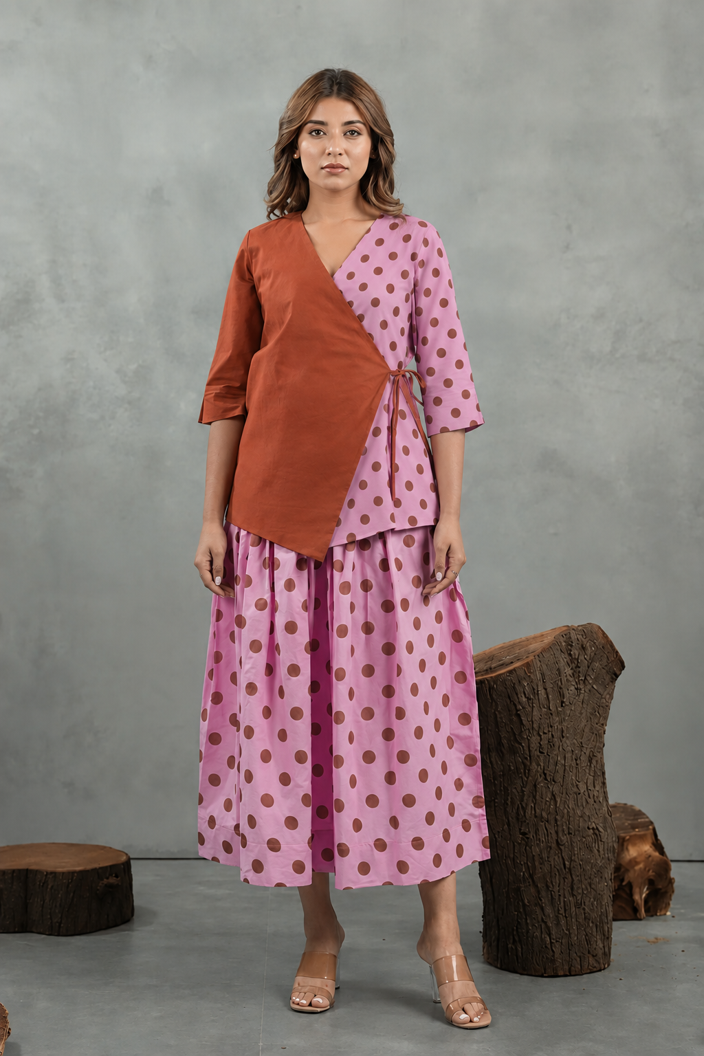 Rosewood Polka Cotton Skirt Set