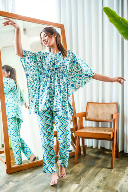 GLORY BLUE KAFTAN PYJAMA SET