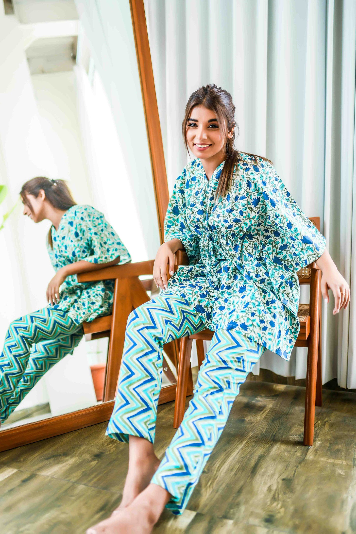 GLORY BLUE KAFTAN PYJAMA SET