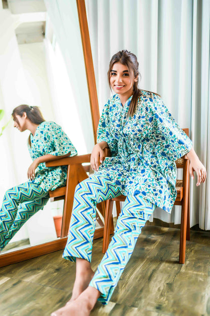 GLORY BLUE KAFTAN PYJAMA SET