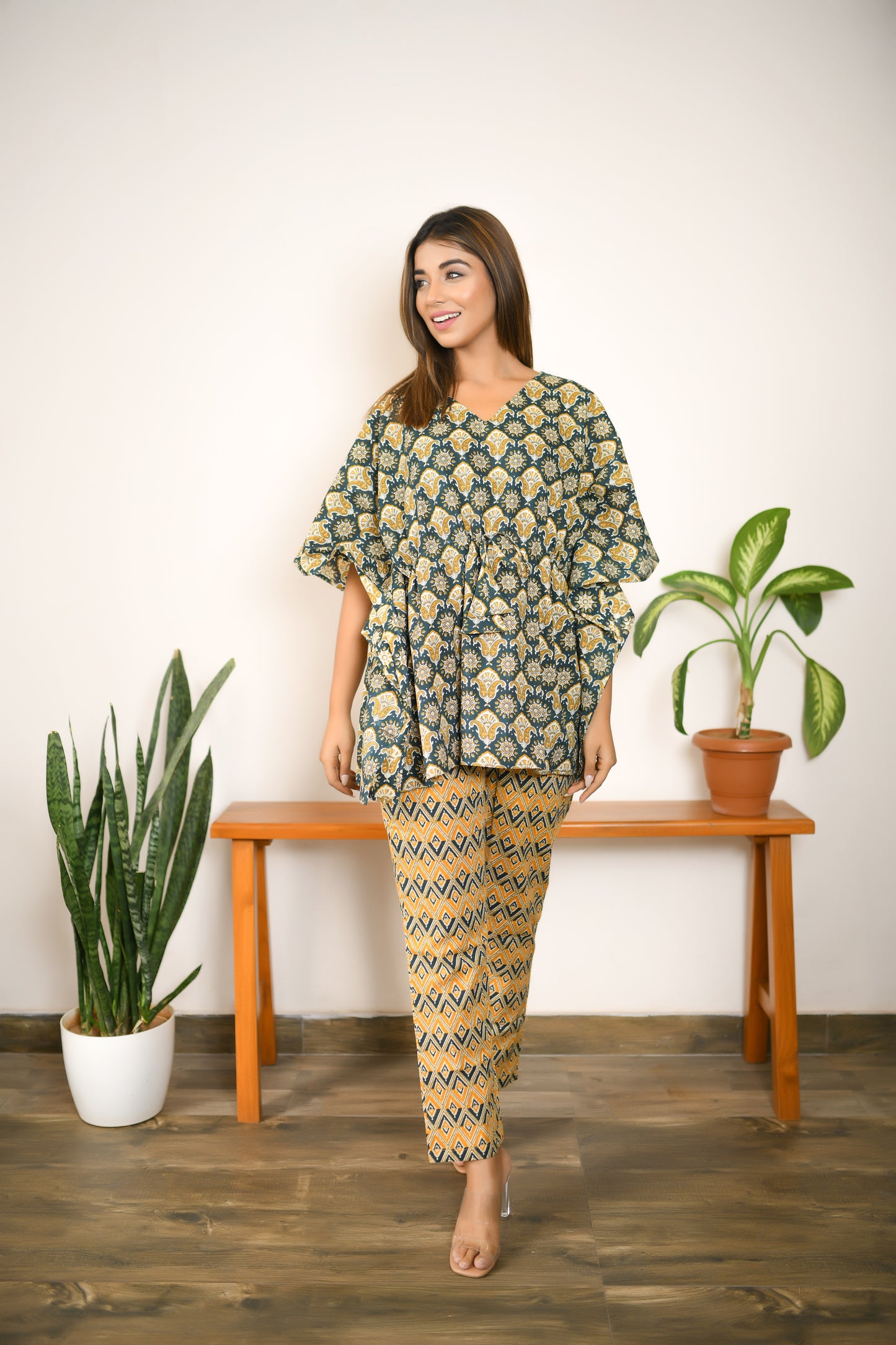 Juniper Green Kaftan Pyjama Set