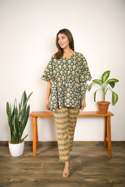 Juniper Green Kaftan Pyjama Set
