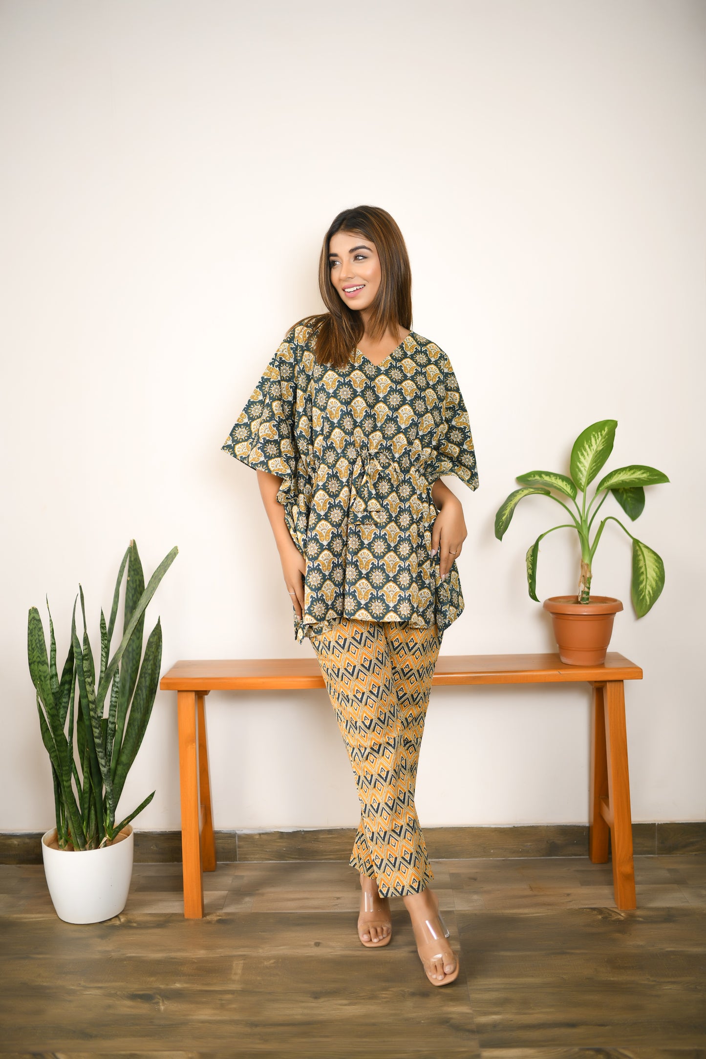 Juniper Green Kaftan Pyjama Set