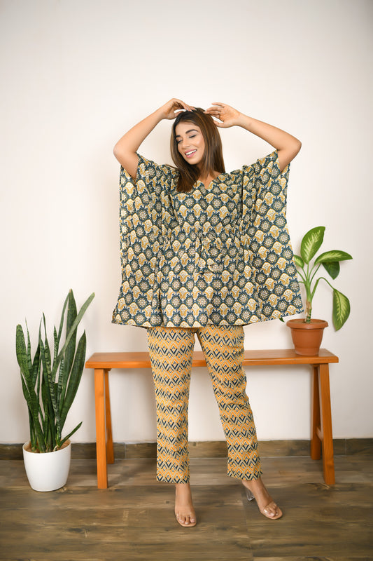 Juniper Green Kaftan Pyjama Set