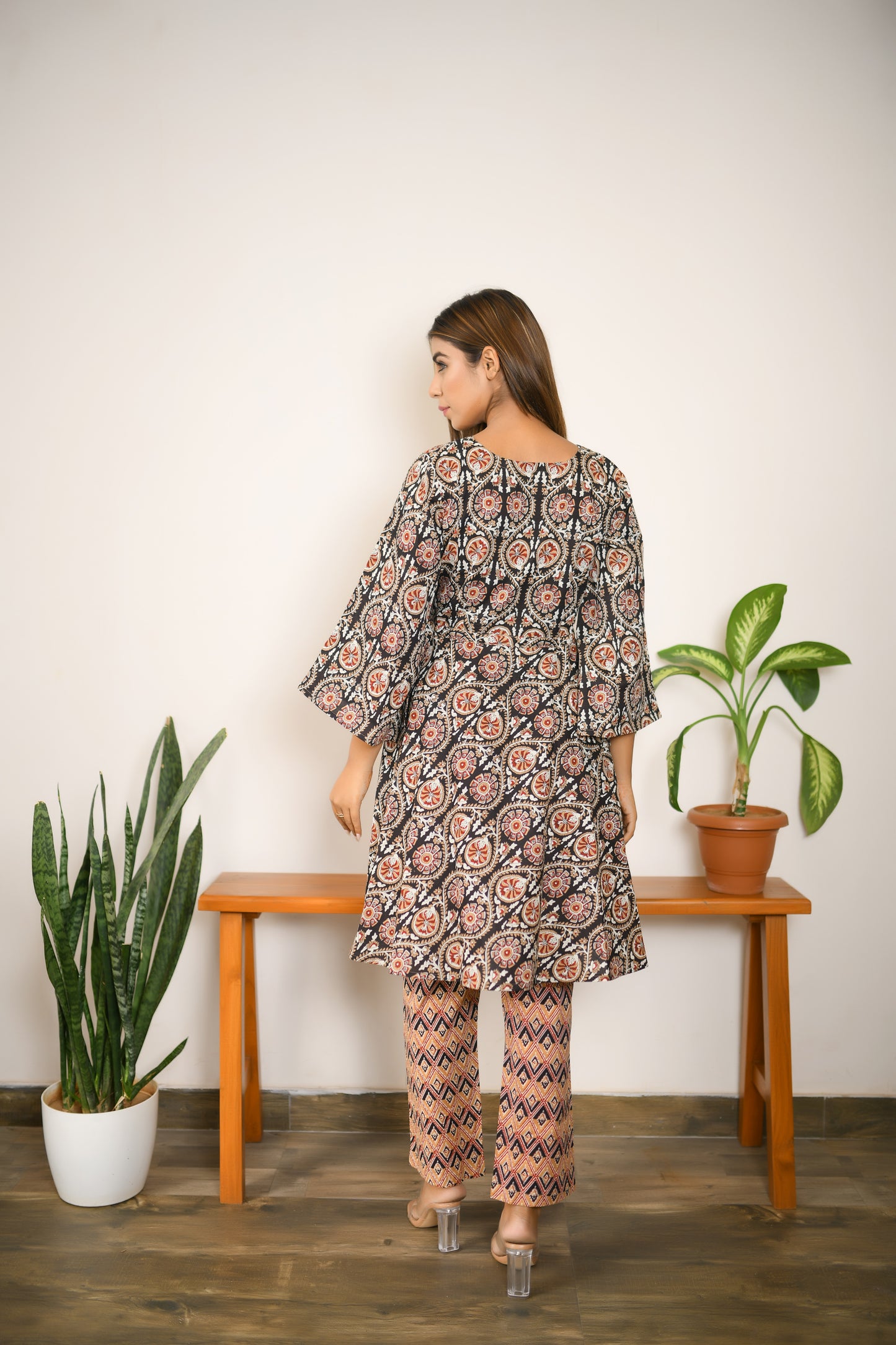 Ebony Black Kaftan Coord Set