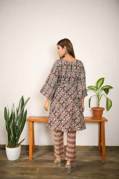 Ebony Black Kaftan Coord Set