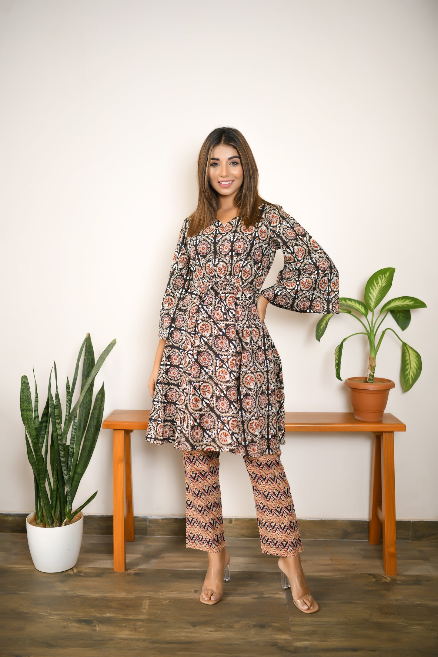 Ebony Black Kaftan Coord Set