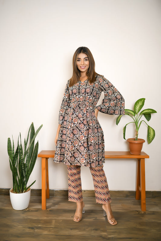 Ebony Black Kaftan Coord Set