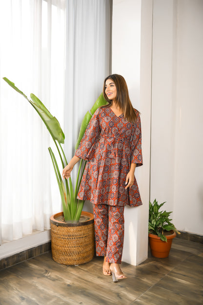 Berry Maroon Kaftan Coord Set