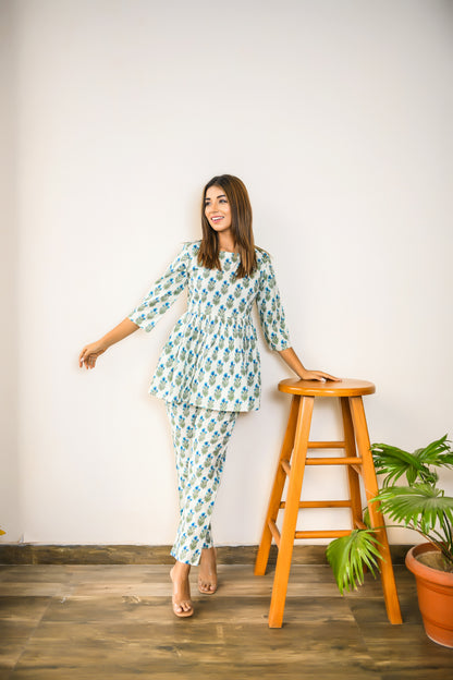 Lace White Top & Pant Set