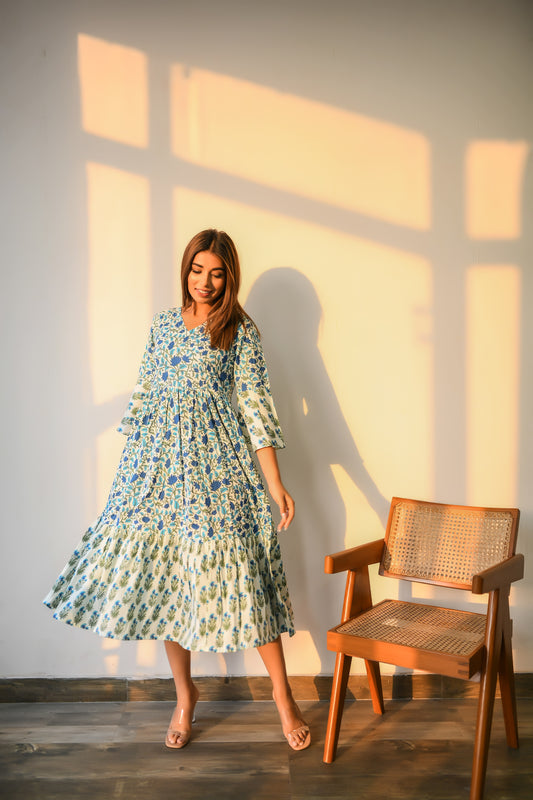 Misty Blue Cotton Dress