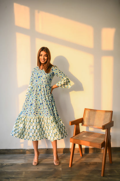 Misty Blue Cotton Dress