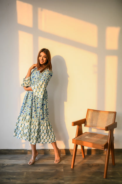 Misty Blue Cotton Dress
