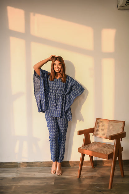 Admiral Blue Kaftan & Pyjama Set