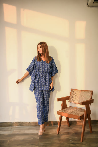 Admiral Blue Kaftan & Pyjama Set