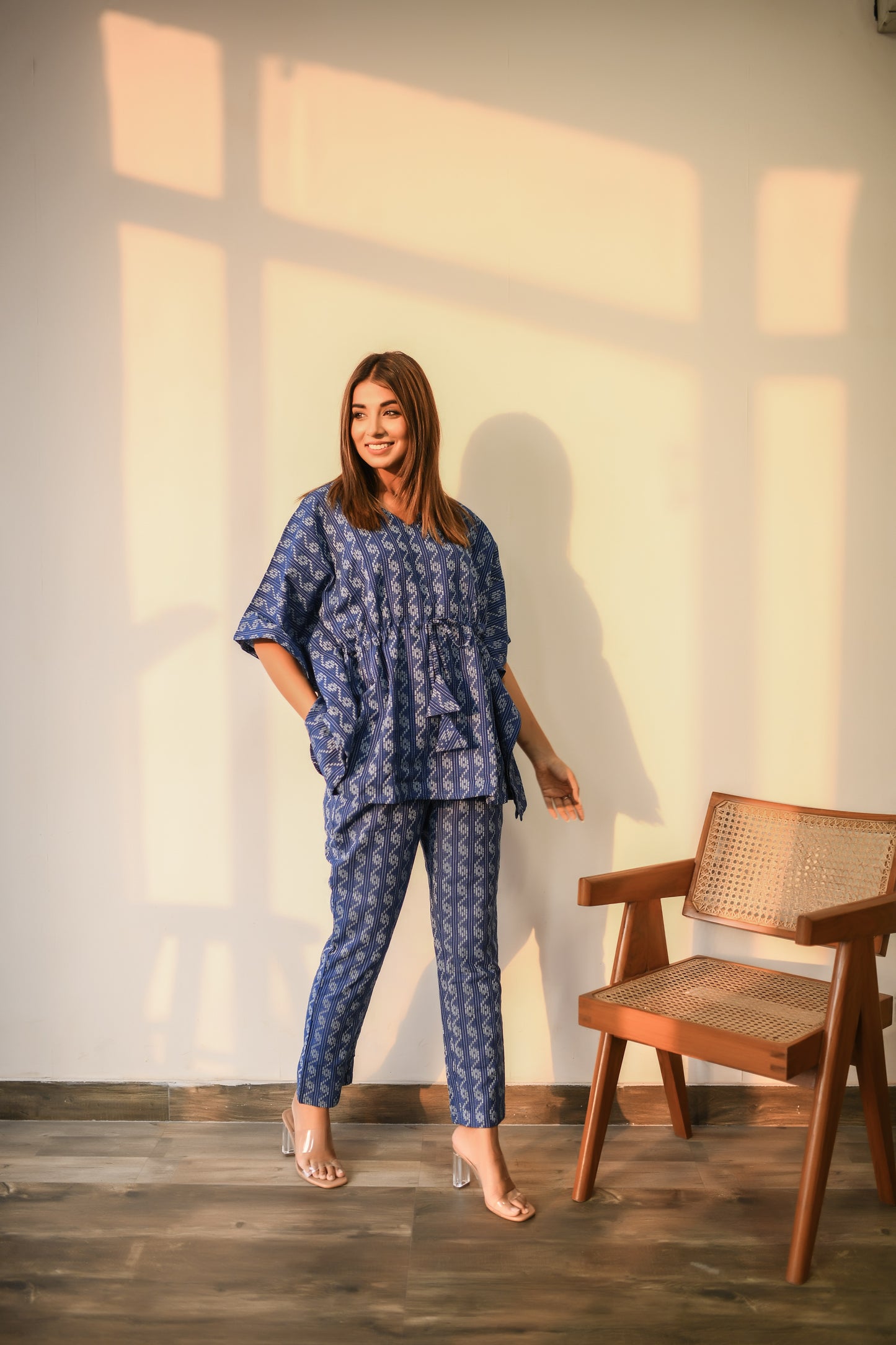 Admiral Blue Kaftan & Pyjama Set