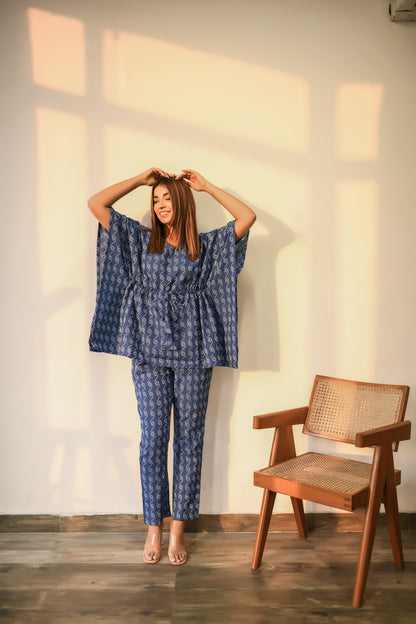 Admiral Blue Kaftan & Pyjama Set