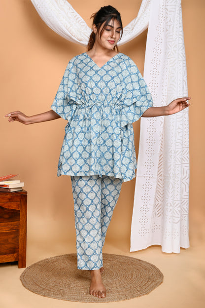 Baby Blue Kaftan Pyjama Set