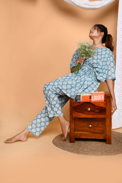 Baby Blue Kaftan Pyjama Set